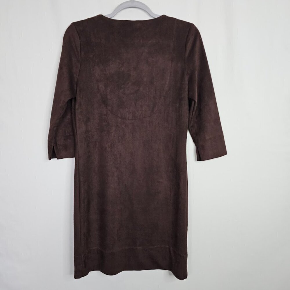 NWT GRETCHEN SCOTT Split Neck Tunic Dress size XXS 0 2 CHOCOLATE BROWN V-Neck - Picture 7 of 8